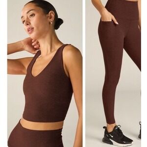 EUC Beyond Yoga Spacedye Good Day Cropped Tank Chocolate Heather L
